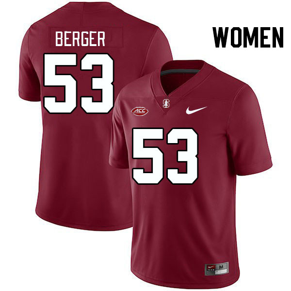 Women #53 Carson Berger Stanford Cardinal 2024 ACC Conference College Football Jerseys Stitched-Card